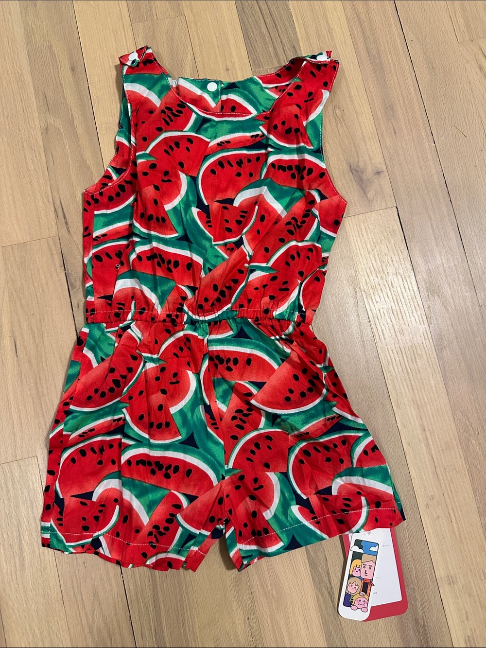 PatPat Red & Green Watermelon Print One-Piece